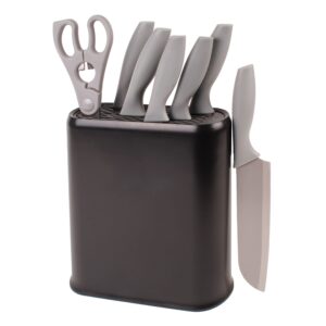 berghoff leo set of 6pc universal knife block stainless steel non-stick blade pp block (7pc black/gray)