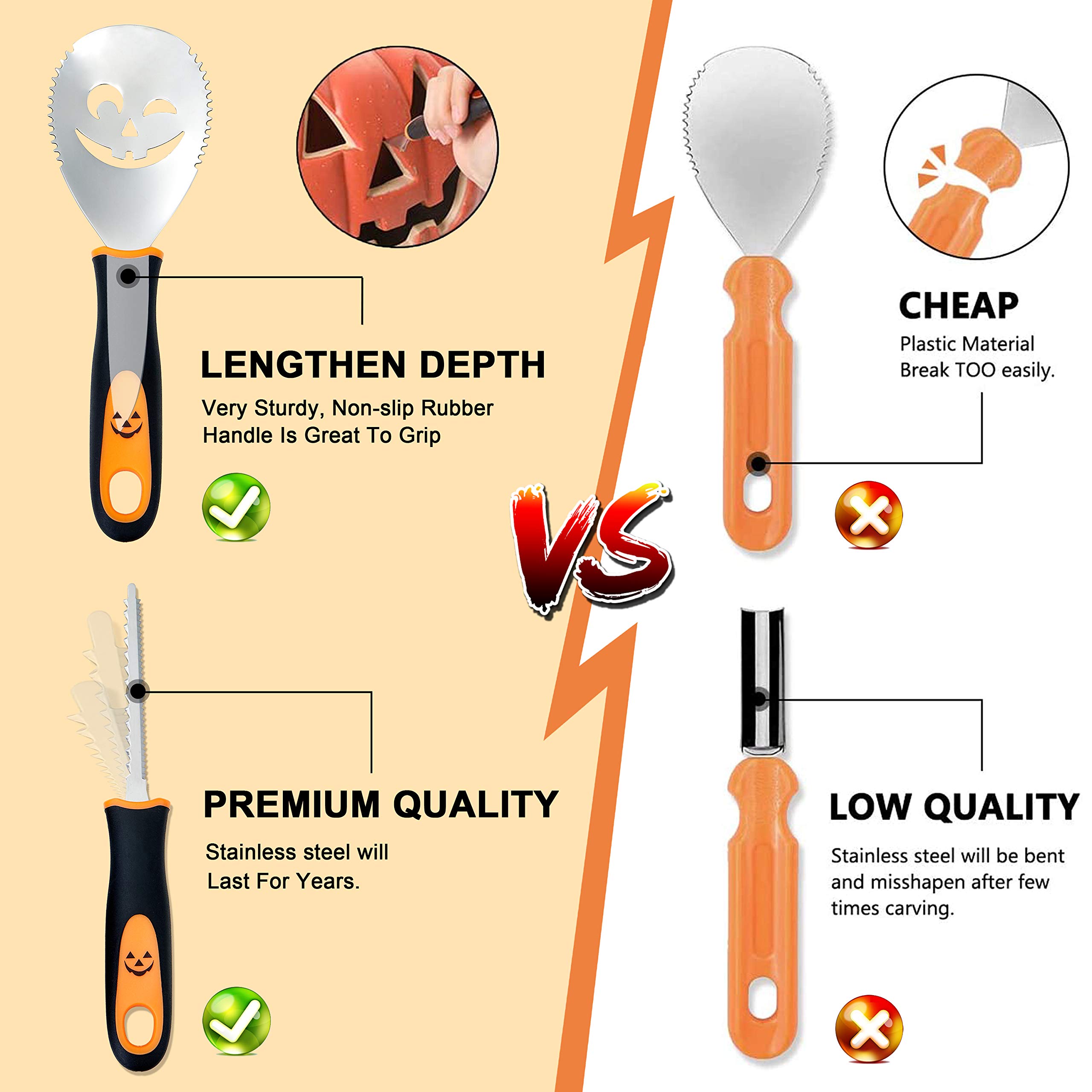 Luxital Halloween Pumpkin Carving Kit For Kids, New 21Pcs Pumpkin Carving Tools Set, Professional Pumpkin Carving Cutters with Stainless Steel Safe Knife Stencils for Halloween Decoration