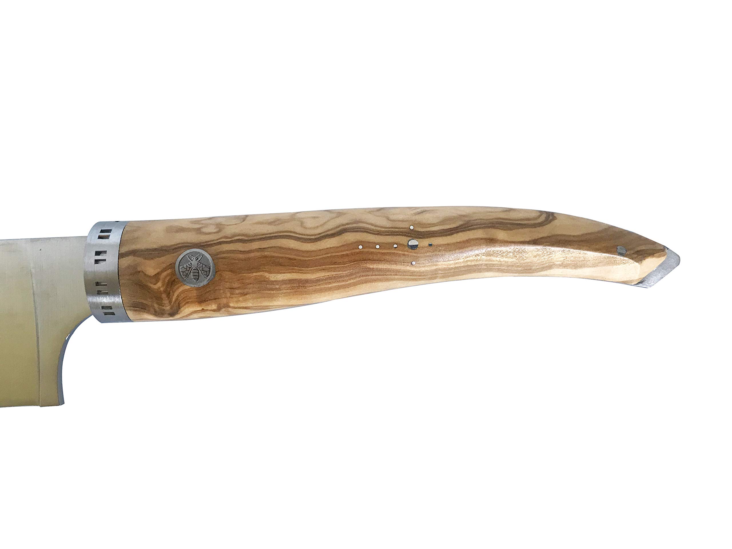 Laguiole en Aubrac Cuisine Gourmet Stainless Fully Forged Steel Made In France Cook's Chef 's Knife With Olivewood Handle, 9-in / 23cm