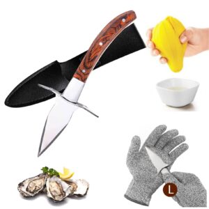 Jossens Oyster Shucking Knife,Oyster Knife,Sturdy Sharpness Oyster Shucking Kit,Oyster Knife Lemon Squeeze And Glove Set With 5-level Protection Food Grade