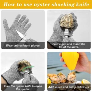 Jossens Oyster Shucking Knife,Oyster Knife,Sturdy Sharpness Oyster Shucking Kit,Oyster Knife Lemon Squeeze And Glove Set With 5-level Protection Food Grade