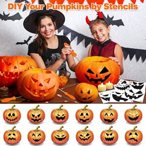 35 PCS Halloween Pumpkin Carving Kit for Kids Adults, Professional Pumpkin Cutting Supplies Knife Set Stainless Pumpkin Carving Tools Kit with Stencils & Light Up Candles DIY Halloween Decoration