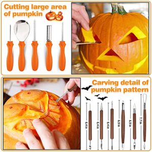 35 PCS Halloween Pumpkin Carving Kit for Kids Adults, Professional Pumpkin Cutting Supplies Knife Set Stainless Pumpkin Carving Tools Kit with Stencils & Light Up Candles DIY Halloween Decoration