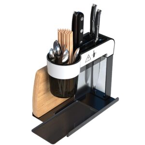 PremiumRacks Multifunctional Stainless Steel Knife Block- Utensil Holder - Cutting Board Storage - All In One Rack