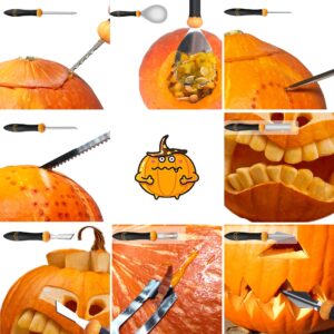 2022 NEW 8PCS Pumpkin Carving Kit, Heavy Duty Stainless Steel Knife Set for Kids Adults,Pumpkin Carving Set with Carrying Case and Sticker