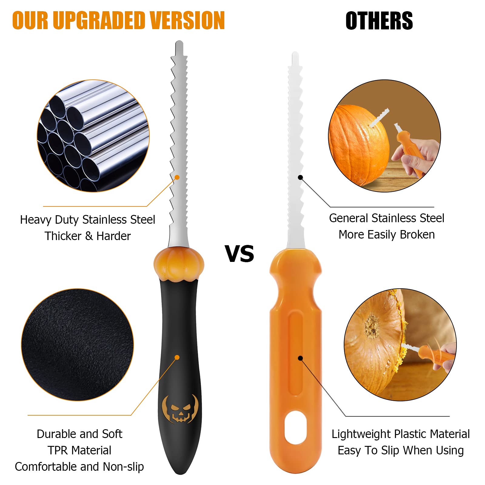 2022 NEW 8PCS Pumpkin Carving Kit, Heavy Duty Stainless Steel Knife Set for Kids Adults,Pumpkin Carving Set with Carrying Case and Sticker