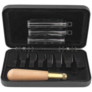 Uncle Henry 22UH Deluxe Wood Carving Kit with 10 Interchangeable High Carbon S.S. Blades, Secure 3-Way Brass Attachment System, Detail Knife Tool for Wood Carving, Marking, Whittling, and Woodworking