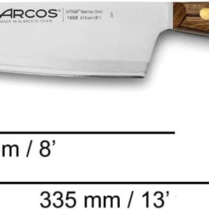 ARCOS Professional Kitchen Knife Set 3 pieces Nitrum Stainless Ste. Ovengkol Wood Handle 100% natural FSC. Series Nordika. High precision cut. Color Brown.