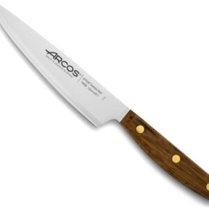 ARCOS Professional Kitchen Knife Set 3 pieces Nitrum Stainless Ste. Ovengkol Wood Handle 100% natural FSC. Series Nordika. High precision cut. Color Brown.