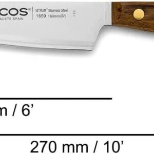 ARCOS Professional Kitchen Knife Set 3 pieces Nitrum Stainless Ste. Ovengkol Wood Handle 100% natural FSC. Series Nordika. High precision cut. Color Brown.