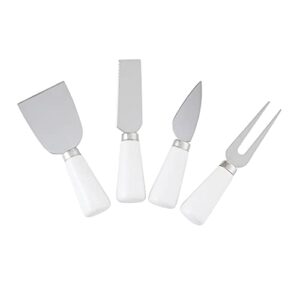 Santa Barbara Design Studio Gift Set Kitchen Essentials Face to Face Designs Black and White Cardboard Book Gift Box, 4-Pieces, Say Cheese Ceramic Cheese Knives