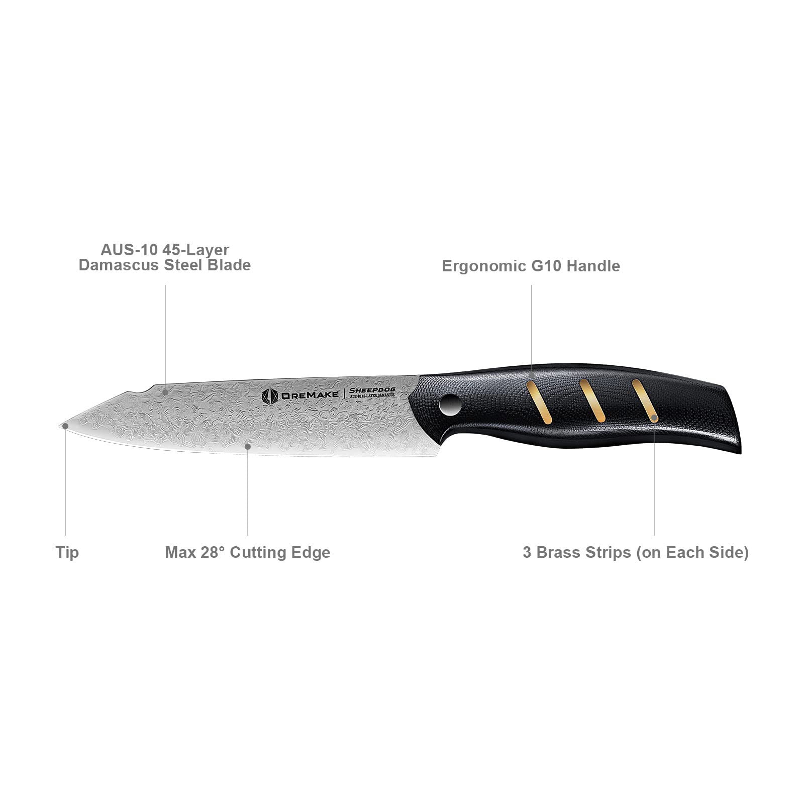 OREMAKE Sheepdog Chef's Knife - 5 Inch, Multipurpose Utility Knife for Cutting, Slicing, or Dicing