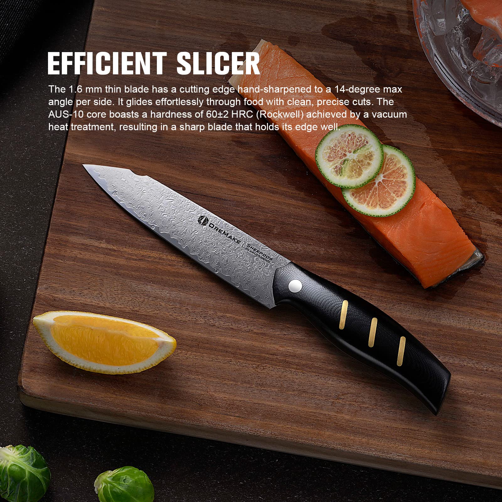 OREMAKE Sheepdog Chef's Knife - 5 Inch, Multipurpose Utility Knife for Cutting, Slicing, or Dicing