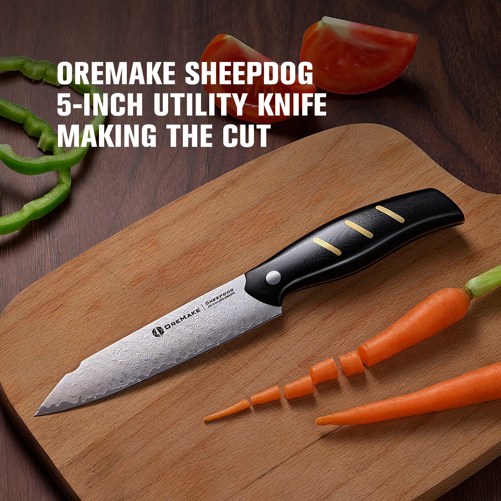 OREMAKE Sheepdog Chef's Knife - 5 Inch, Multipurpose Utility Knife for Cutting, Slicing, or Dicing