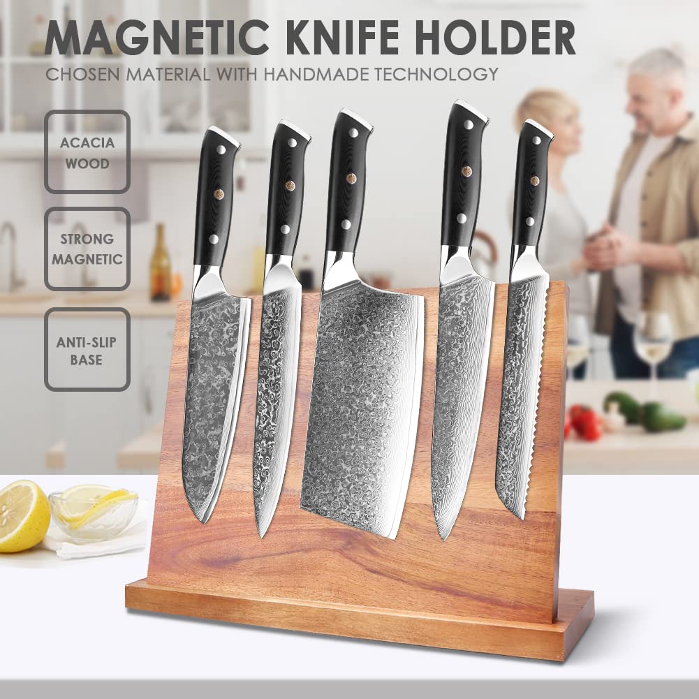 KEENZO Magnetic Knife Block 12"- Holds 10+ Knives, Double-Sided Magnetic Knives Holder with Powerful Magnet & Non-slip base for Home Kitchen Multifunction Cutlery Stand and Storage Rack Without Knives