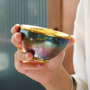 Happyyami Tea Drinking Cups Chinese Ceramic Teacup Peacock Pattern Gongfu Tea Cup Porcelain Glazing Asian Cup Tea Coffee Japanese Matcha Bowl for Tea Lover Gift Chinese Tea Cups