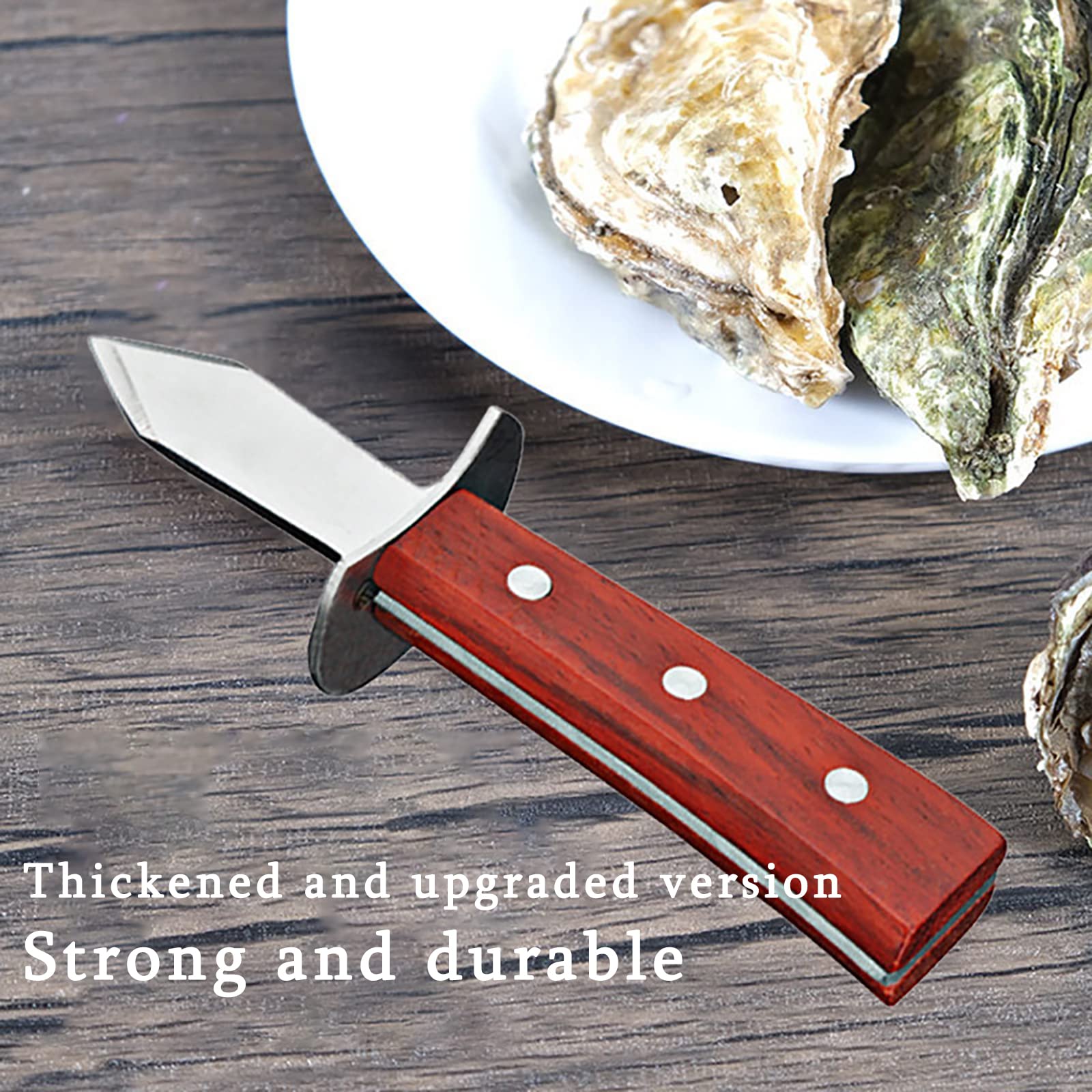 CZHONGQUE Oyster Shucking Knife Set of 2 Professional Oyster Shucker with Wood-handle and 1 Pairs Level 5 Protection Gloves,Seafood Opener Kit Tools Gift(2Knifes+1Glove L)