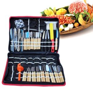 snkourin kitchen carving tool kit, 80pcs portable kitchen carving tool with tool kit, alloy steel kitchen tool accessories used for vegetable and fruit food carving modeling peeling cooking