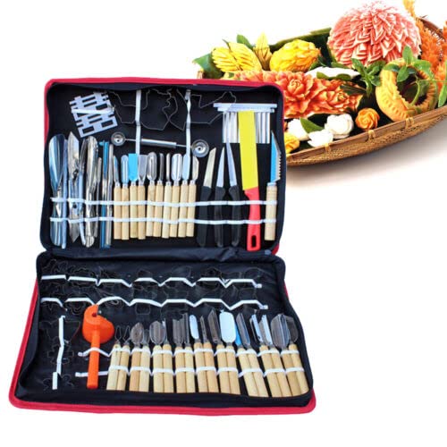 SNKOURIN Kitchen Carving Tool Kit, 80pcs Portable Kitchen Carving Tool with Tool Kit, Alloy Steel Kitchen Tool Accessories Used for Vegetable and Fruit Food Carving Modeling Peeling Cooking