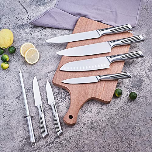 LASTOOLS Kitchen Knife Set, 15 Pieces Knife Sets for Kitchen with Wood Block, Super Sharp and Sturdy Superior German Stainless Steel Knife Sets, Meat Scissors, Knife Sharpener
