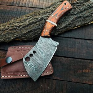 Hand Forged Damascus Steel Meat Cleaver Knife | Heavy Duty Vegetable Cleaver | Hand Forged full tang Professional Kitchen Cleaver