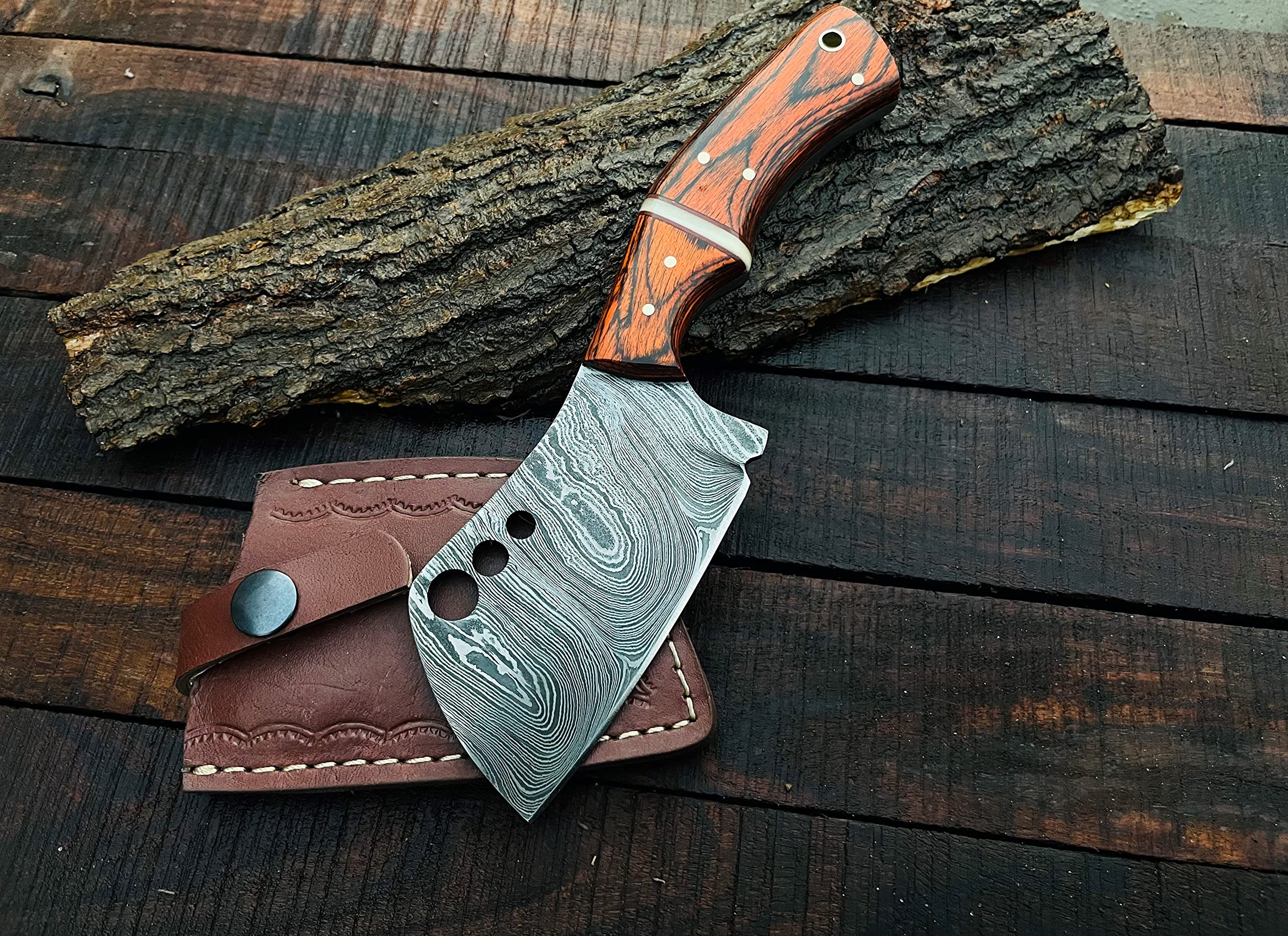 Hand Forged Damascus Steel Meat Cleaver Knife | Heavy Duty Vegetable Cleaver | Hand Forged full tang Professional Kitchen Cleaver