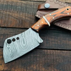 Hand Forged Damascus Steel Meat Cleaver Knife | Heavy Duty Vegetable Cleaver | Hand Forged full tang Professional Kitchen Cleaver