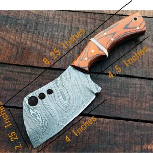 Hand Forged Damascus Steel Meat Cleaver Knife | Heavy Duty Vegetable Cleaver | Hand Forged full tang Professional Kitchen Cleaver