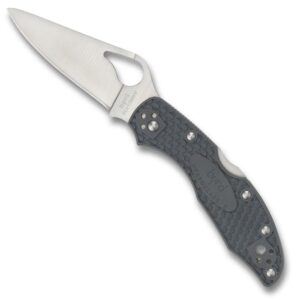 spyderco byrd meadowlark 2 lightweight knife with 2.90" stainless steel blade and gray non-slip frn handle - plainedge - by04pgy2