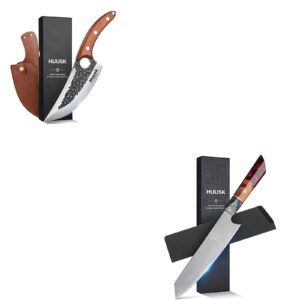 huusk knife japan kitchen bundle with aus-10 damascus steel cooking knife
