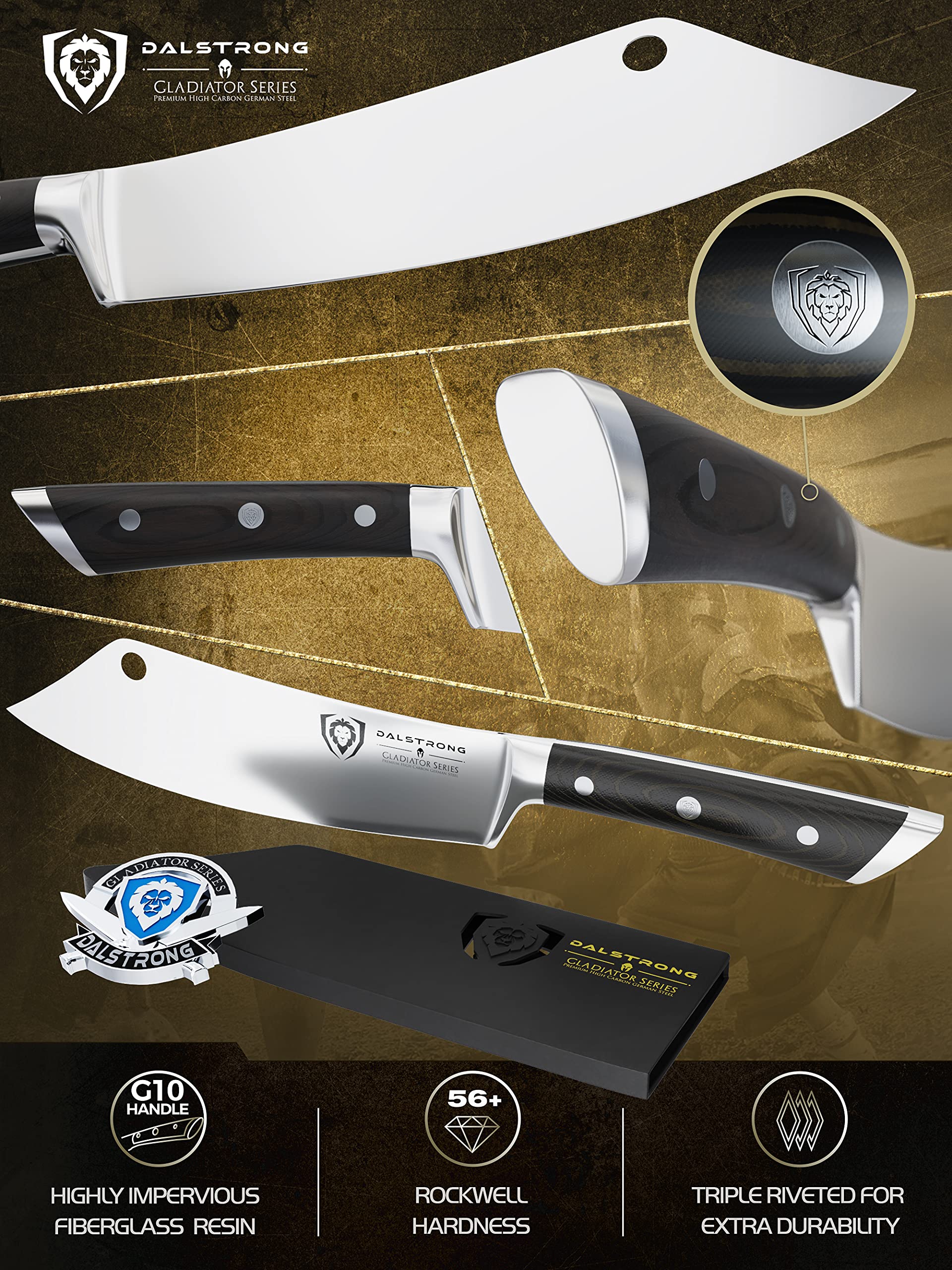 Dalstrong The Gladiator Series Elite Chef & Cleaver Hybrid Knife 8" - "The Crixus Bundled Meat Shredding Claws