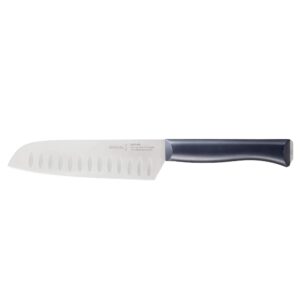 opinel intempora santoku knife – full tang kitchen knife for slicing vegetables, meat, blade divots to prevent sticking, sandvik steel, made in portugal