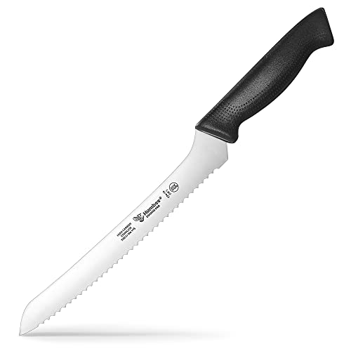 Humbee Cusine Pro, 10 inch Offset Bread Knife Serrated Knife Wave Razor-Sharp Blade Comfortable Grip Dishwasher Safe, NSF Certified