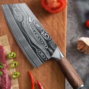 XaoYao Cleaver Knife 8 Inches Vegetable Meat Cleaver, Chopper, Butcher Knife Stainless Steel Chinese Chef Knife, for Home and Restaurant Silver