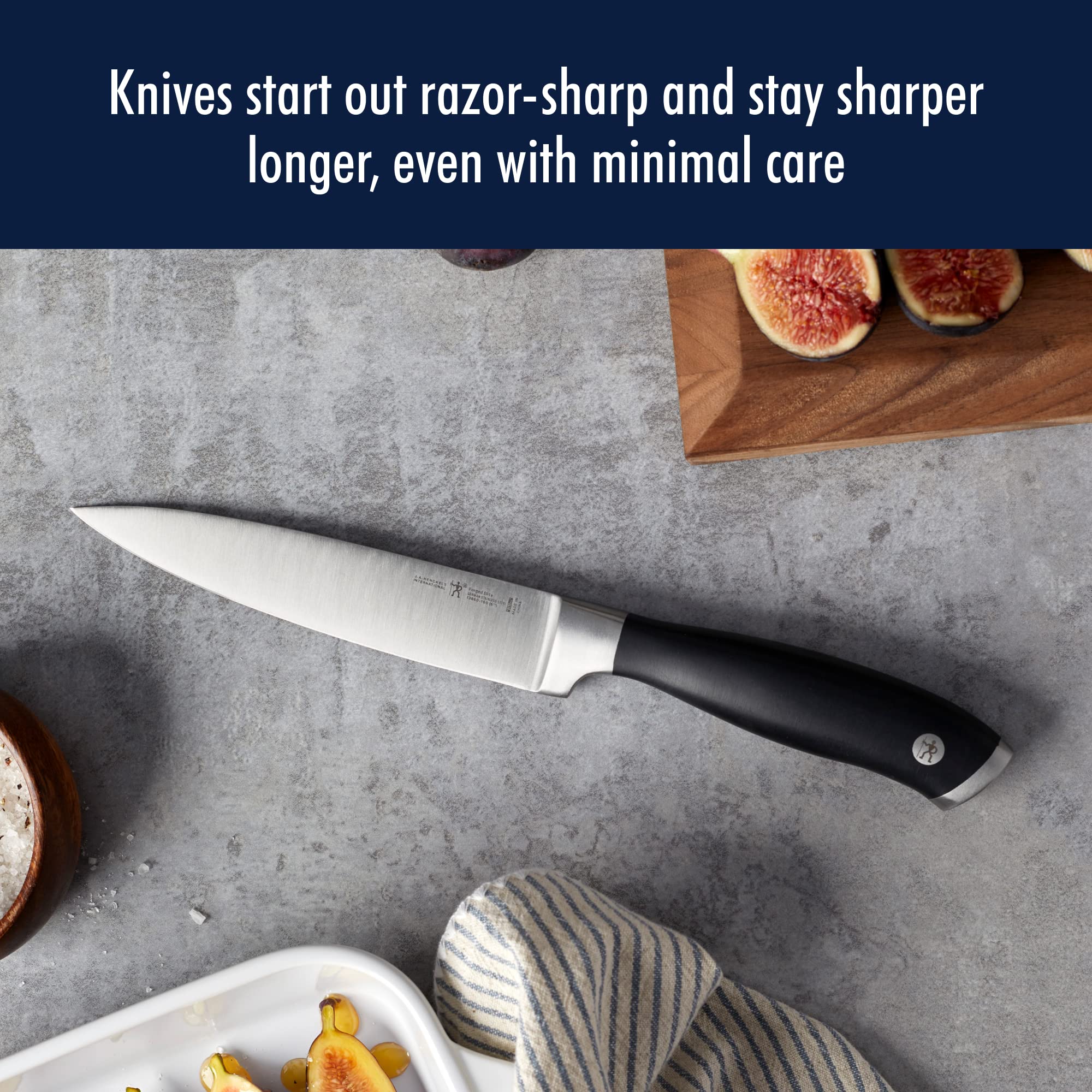 HENCKELS Forged Elite Razor-Sharp 3-Piece Kitchen Knife Set, Chef Knife, Paring Knife, Bread Knife, German Engineered Informed by 100+ Years of Mastery