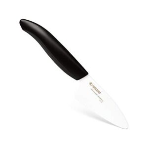 kyocera advanced ceramic revolution series 3-inch mini prep knife, black handle, white blade
