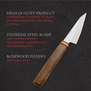 Voeux Kitchen-Honesuki Boning Knife Professional Chef Stainless Steel Blade High Carbon German Stainless Steel,Japanese Fish and Meat Cutting Knife, Razor Sharp Fillet Knife, Rose Wood Handle 5 Inch