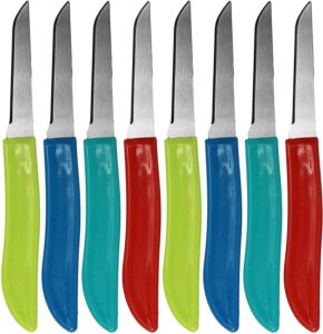 set of 8 paring knives - (assorted colors) - great starter pack - blade measures 2.625" - 6" total (8)