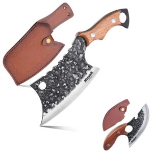 huusk collectible knives bundle bbq knife & carved meat cleaver knife hand forged butcher knife with leather sheath and gift box