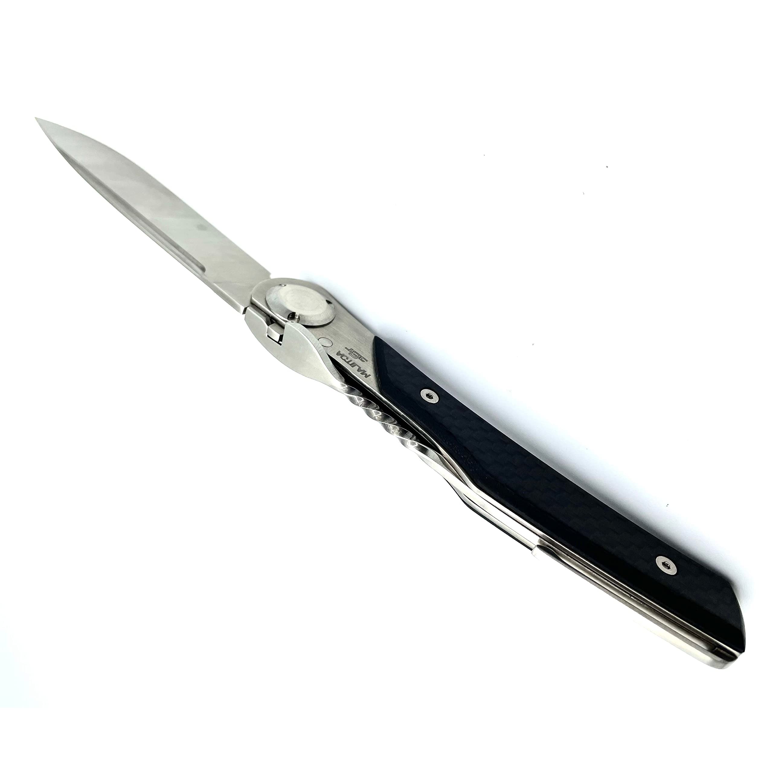 Roger Orfevre Le Thiers Made In France Stainless Steel Actilam T3 Forged Folding Pocket Knife With Locking System, 3.5-in (7.6cm), Charcoal Handle