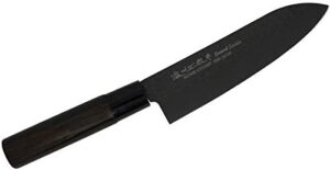 satake made in japan traditional hammered black rust resistant molibdenium, titanium coated chef's knife (806-039 santoku blade 170mm)