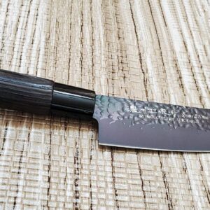 Satake Made in Japan Traditional Hammered Black Rust Resistant Molibdenium, Titanium Coated Chef's Knife (806-039 Santoku Blade 170mm)