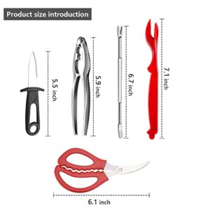 14Pcs Seafood Tools Set,2 Crab & Lobster Crackers,4 Crab Leg Forks/Picks,4 Food-Grade plastic lobster shellers,2 oyster knife,2 Seafood Scissors,1 Gift Case- Nut Cracker Set