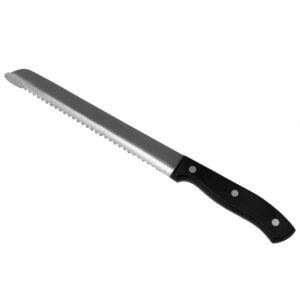 Home Basics 8", Black Stainless Steel Bread Knife with Contoured Bakelite Handle