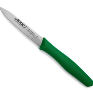 ARCOS 2 Pieces Paring Knife Set. 2 Peeling Knives of Stainless Steel and Ergonomic Polypropylene Handle for Cutting Fruits, Vegetables and Tubers. Series Nova. Color Green