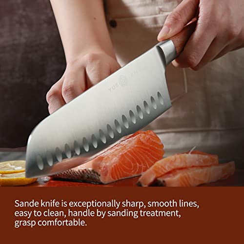 YUSOTAN Santoku Knife-Chef Knife,Multi-Designed Handles In Various Materials (Rosewood Santoku Knife-7inch)