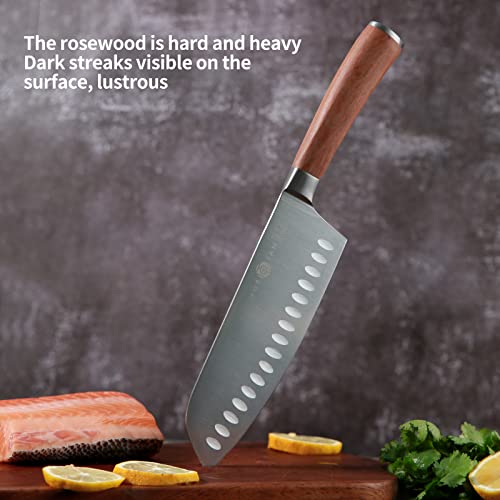 YUSOTAN Santoku Knife-Chef Knife,Multi-Designed Handles In Various Materials (Rosewood Santoku Knife-7inch)