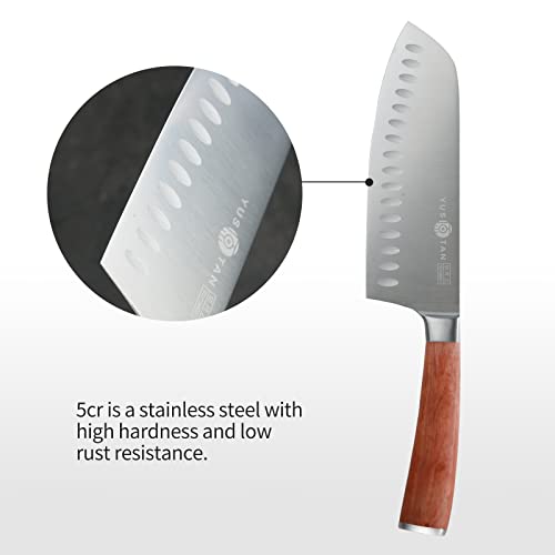 YUSOTAN Santoku Knife-Chef Knife,Multi-Designed Handles In Various Materials (Rosewood Santoku Knife-7inch)