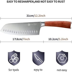 YUSOTAN Santoku Knife-Chef Knife,Multi-Designed Handles In Various Materials (Rosewood Santoku Knife-7inch)