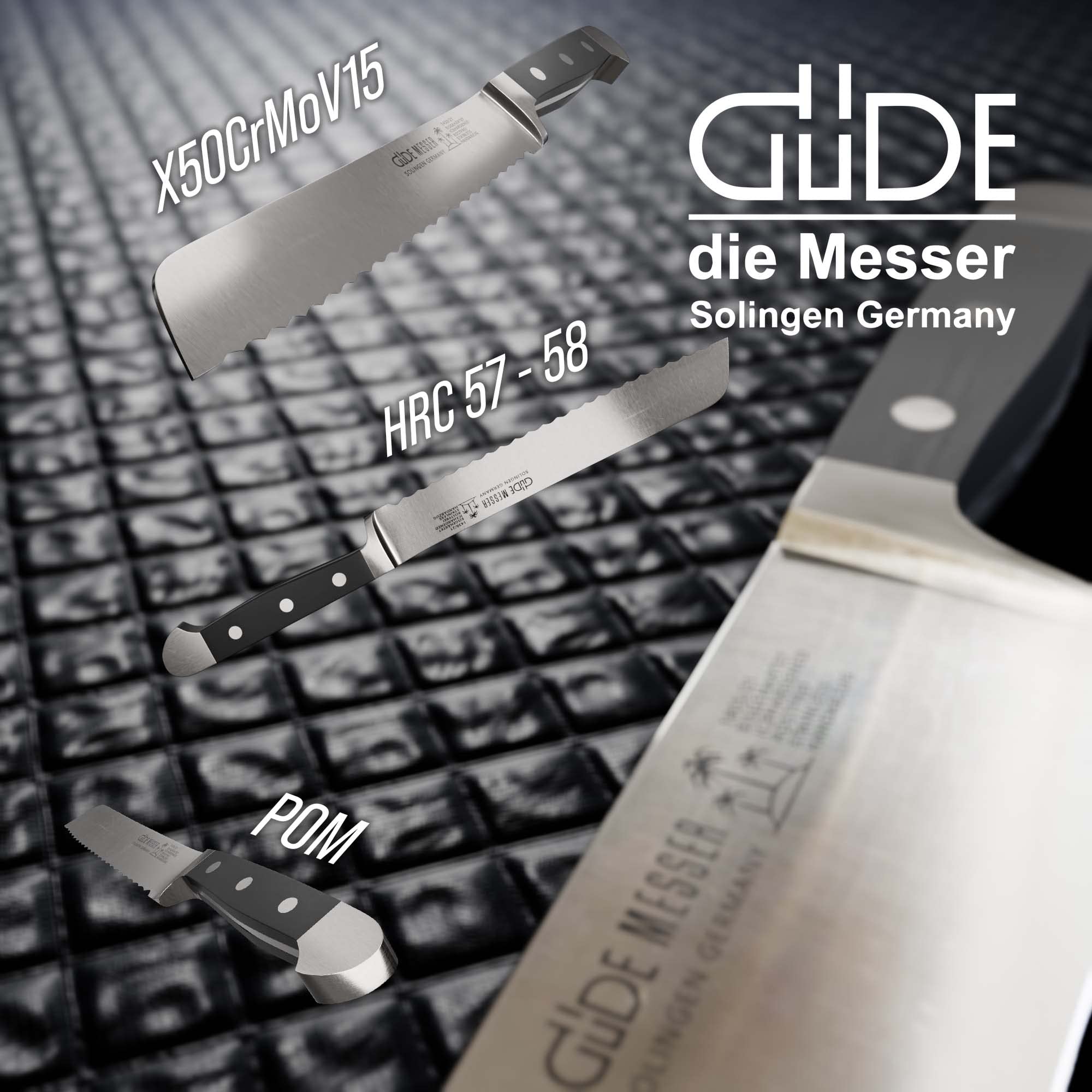 Güde Alpha Series Hand Forged/Serrated Bread Knife, 8-in - Ice Hardened Steel - Made in Solingen, Germany Since 1910